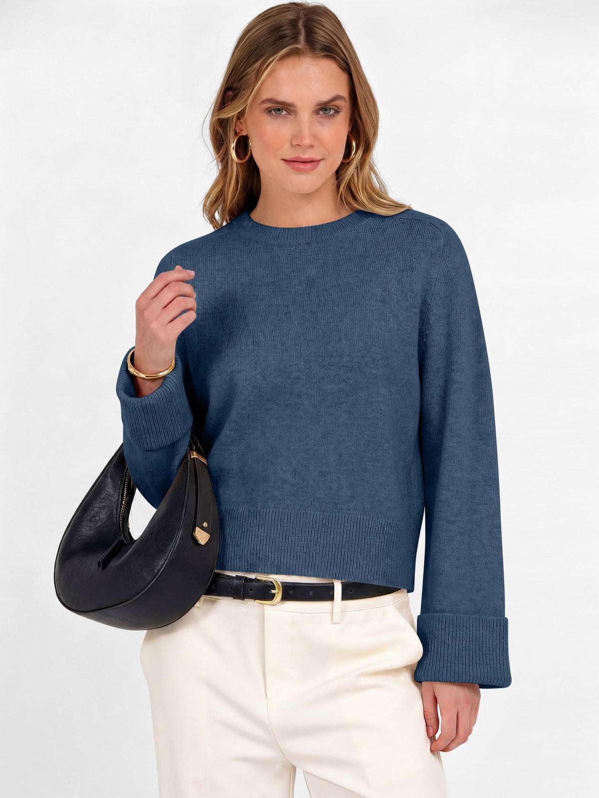 ANRABESS Sweaters for Women Cropped Fall Lightweight Pullover