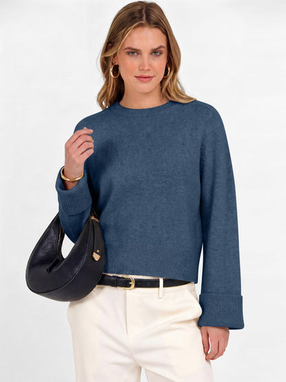 ANRABESS Sweaters for Women Cropped Fall Lightweight Pullover