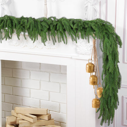 Hananona 4 Pcs 9 Ft Artificial Norfolk Pine Garlands, Real Touch Winter Pine Garland, Green Artificial Greenery Garland for Table, Mantle, Wall, Indoor, Outdoor Christmas Decorations (4, 9 Ft)