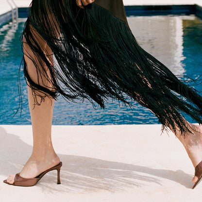 High Heel Mules - Pointed Open Toe Slip On