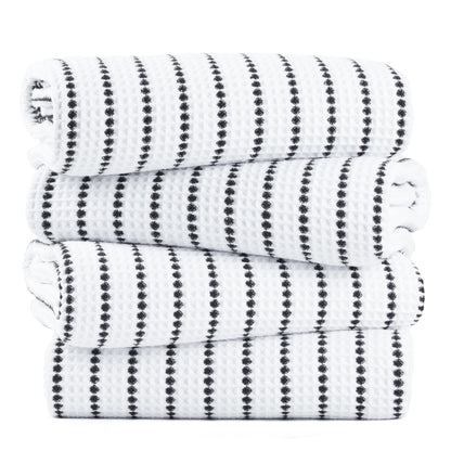 POLYTE 430 GSM Microfiber Oversize Quick Dry Lint Free Bath Towel, 60 x 30 in, 4 Pack (Waffle Weave)