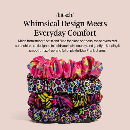 Kitsch Ultra-Petite Satin Scrunchies for Women - Cherry Blossom, 5pcs