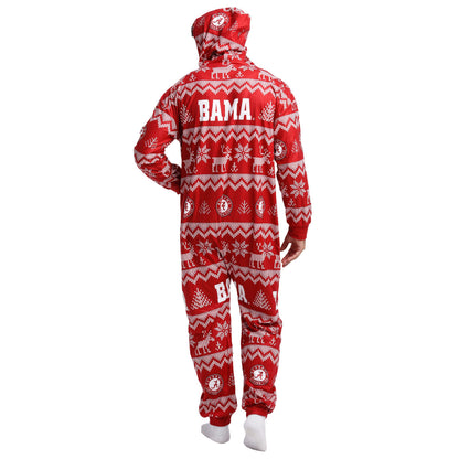 FOCO Unisex NCAA College Team Ugly Pattern Matching Holiday Pajamas One Piece Onesie