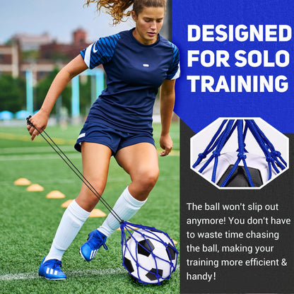 TOBWOLF Football Kick Trainer, Soccer Return Trainer Net Fits Ball Size 3, 4, 5, Hands-Free Soccer Kick Throw Training Aid