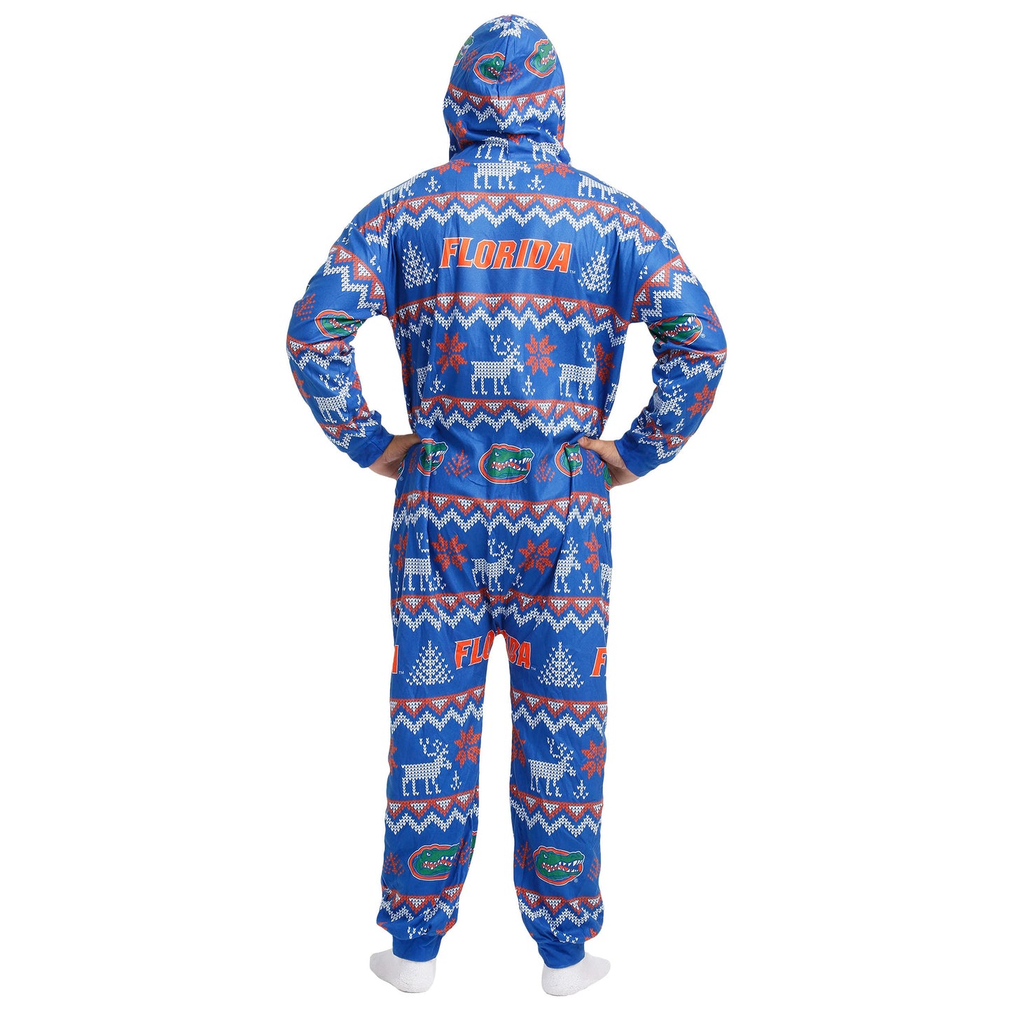 FOCO Unisex NCAA College Team Ugly Pattern Matching Holiday Pajamas One Piece Onesie