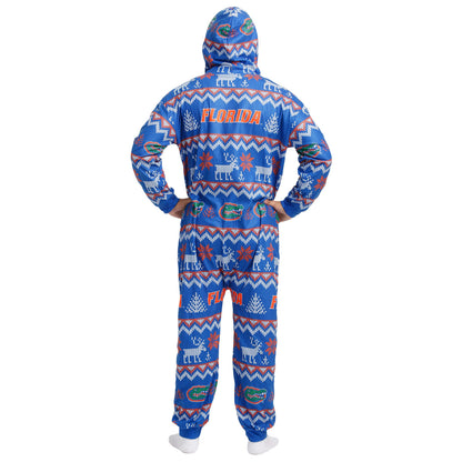 FOCO Unisex NCAA College Team Ugly Pattern Matching Holiday Pajamas One Piece Onesie