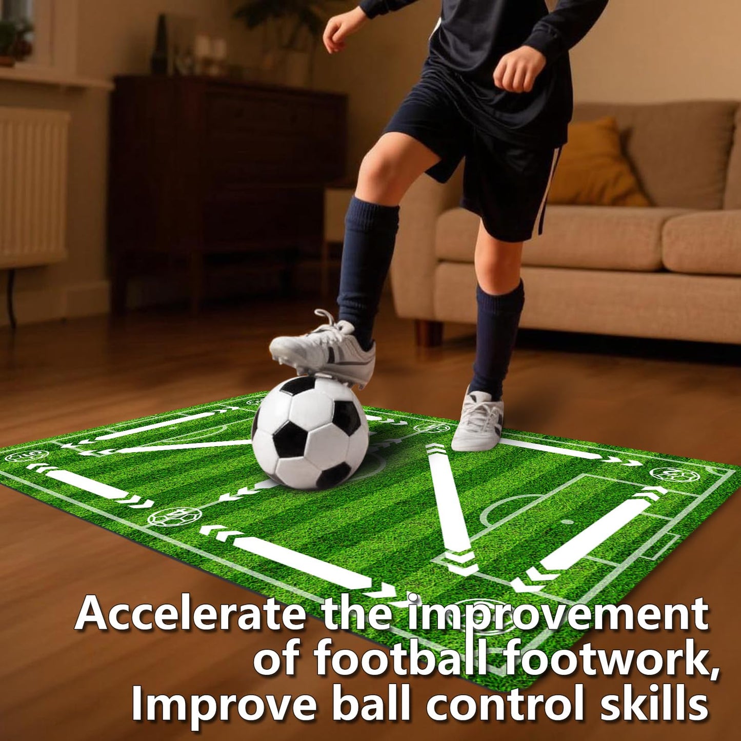 Soccer training mat,Soccer training equipment accessories for All Ages to Improve Speed Strength Agility and Coordination,Anti-Slip/Silent Mat