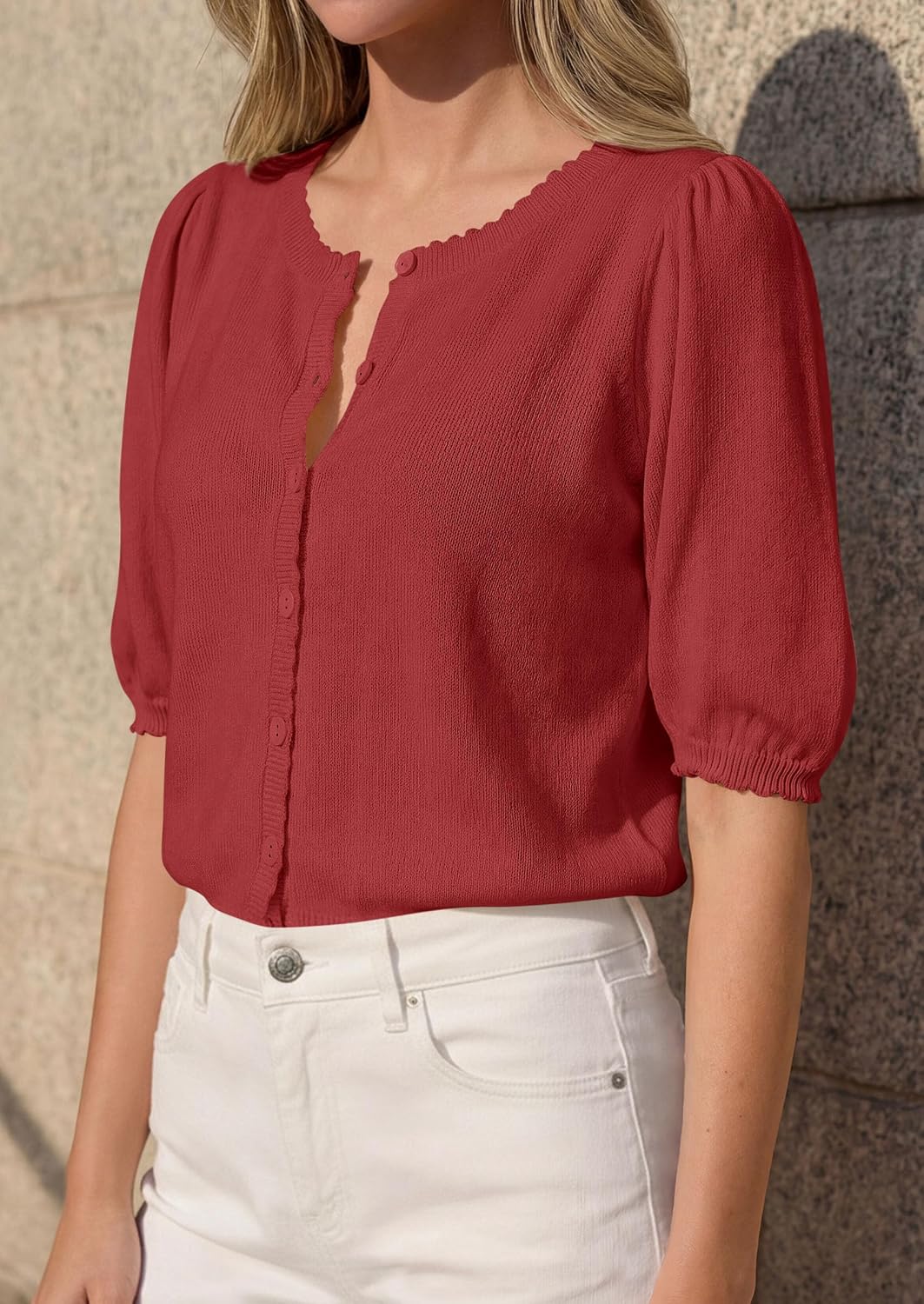 PRETTYGARDEN Women Short Sleeve Lightweight Knit Cardigans