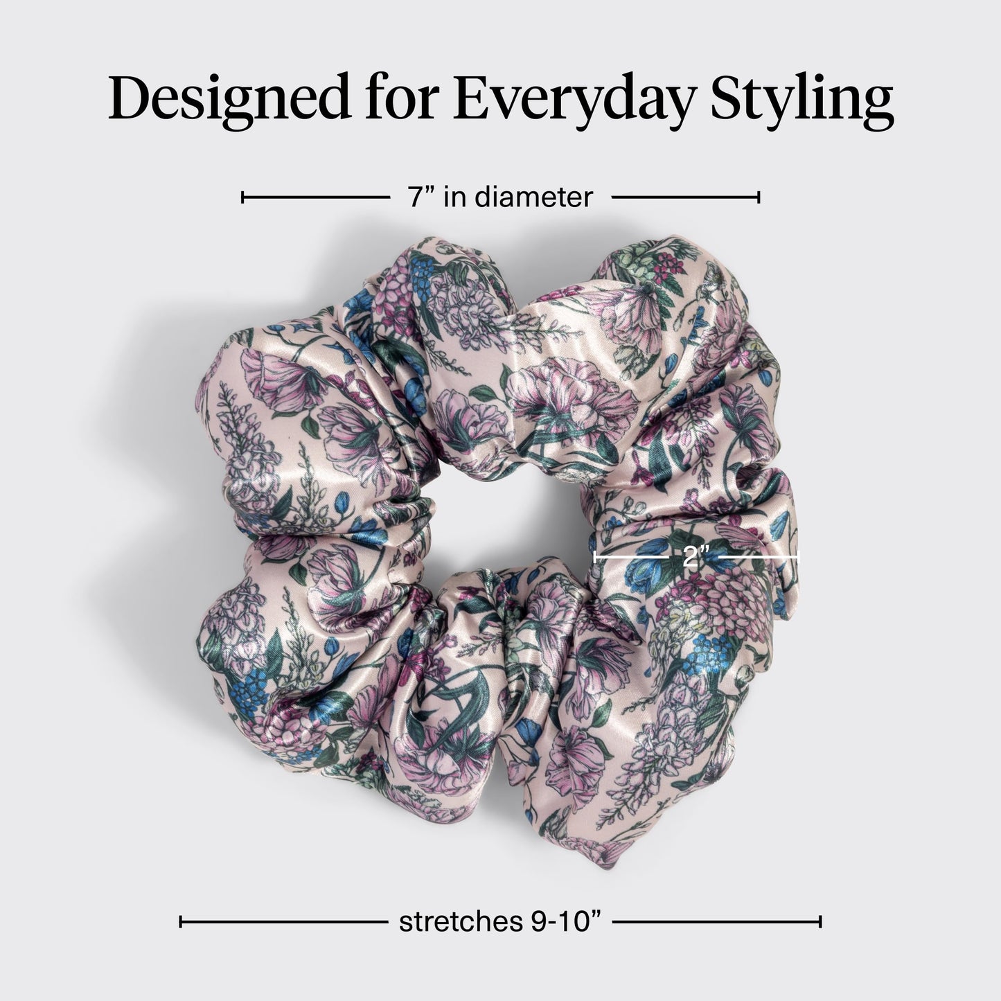 Kitsch Ultra-Petite Satin Scrunchies for Women - Cherry Blossom, 5pcs