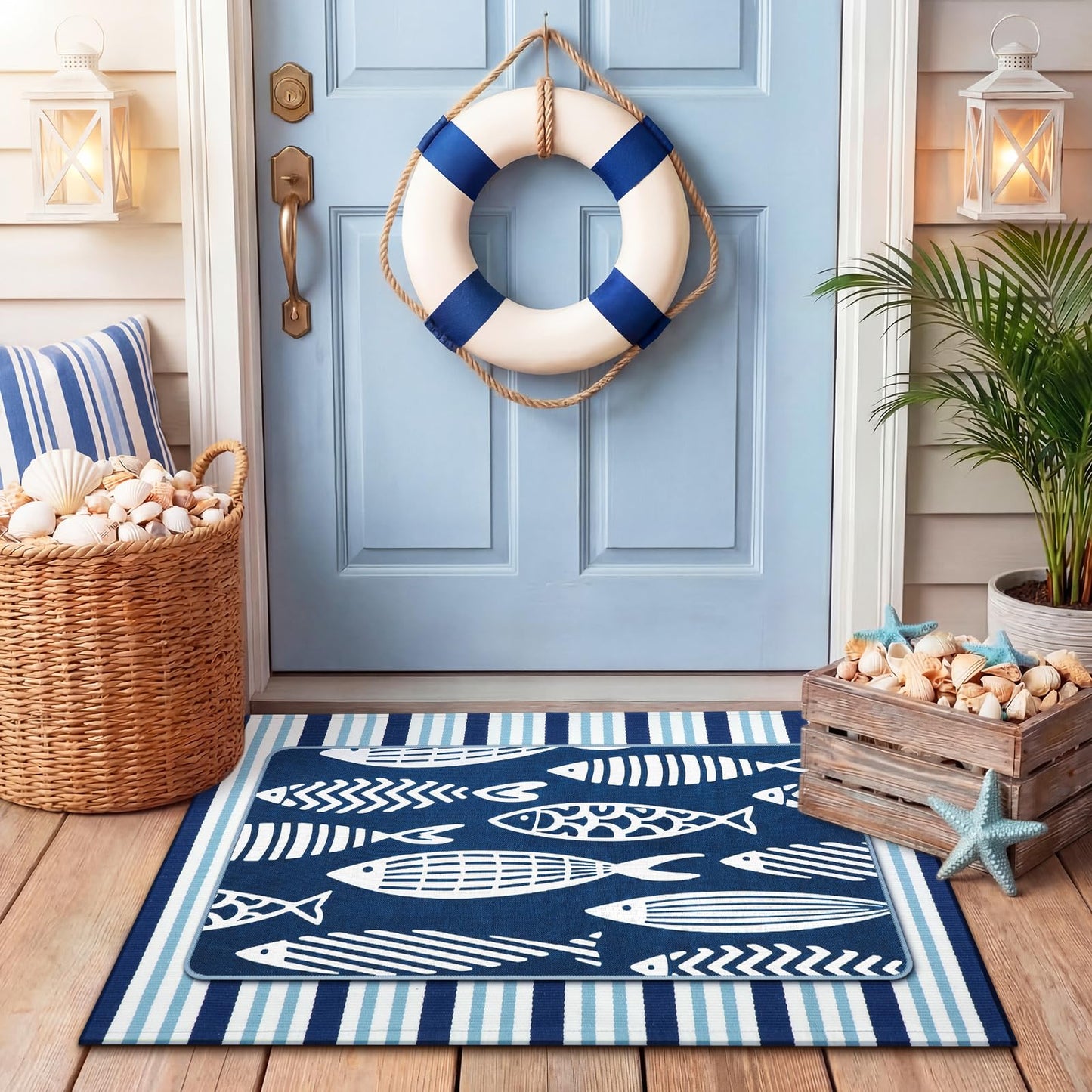 Tinideya 2 Pcs Halloween Door Mats Outdoor Layered Ghost Front Door Mat