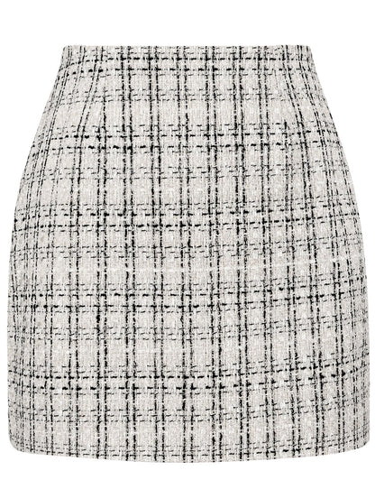 AURUZA Women's Plaid Pencil Mini Skirt