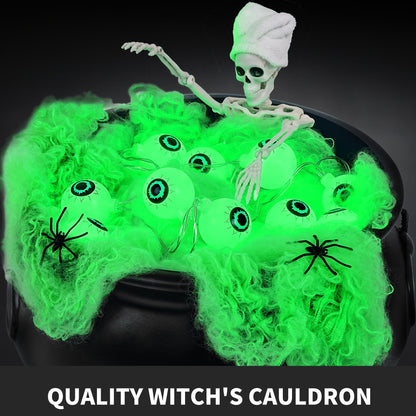 AYGXU Halloween Decorations Indoor,Black Witches Cauldron,Halloween Party Decorations,Plastic Cauldron Pot,Bubble Witch Cauldron DIY Set for Kitchen Table Decor