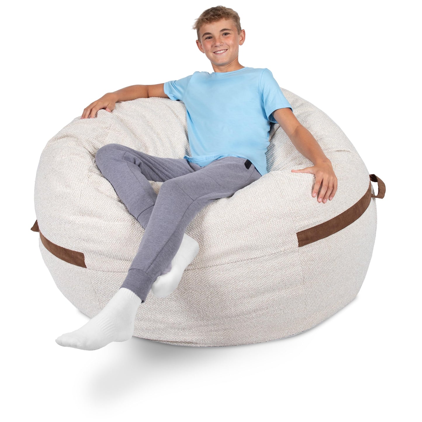 Big Joe Fuf 7Ft Giant Foam Bean Bag Chair, Oversized Couch with Removable Cover for Kids, Teens, Adults, Fog Lenox, Durable Woven Polyester, 7 Foot
