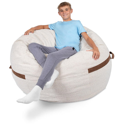 Big Joe Fuf 7Ft Giant Foam Bean Bag Chair, Oversized Couch with Removable Cover for Kids, Teens, Adults, Fog Lenox, Durable Woven Polyester, 7 Foot