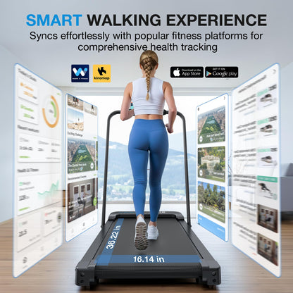 WELLFIT Folding Treadmill for Home, Walking Pad with Incline and Handle Bar | 320+lbs Capacity,Under Desk Treadmill for Home Small Office,Low Noise Treadmills with Smart Voice Control for Jogging Running