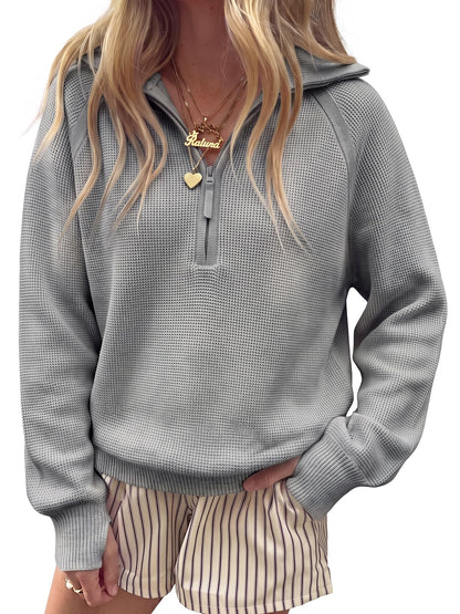 Women's Half Zip Sweater Long Sleeve Pullover