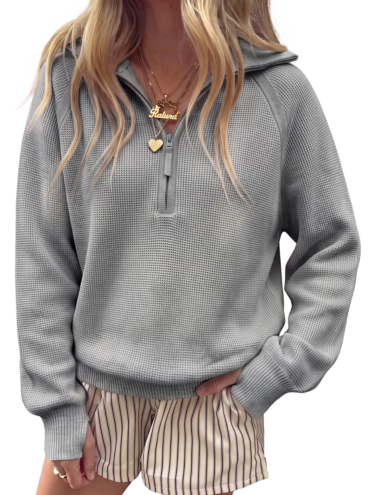 Women's Half Zip Sweater Long Sleeve Pullover