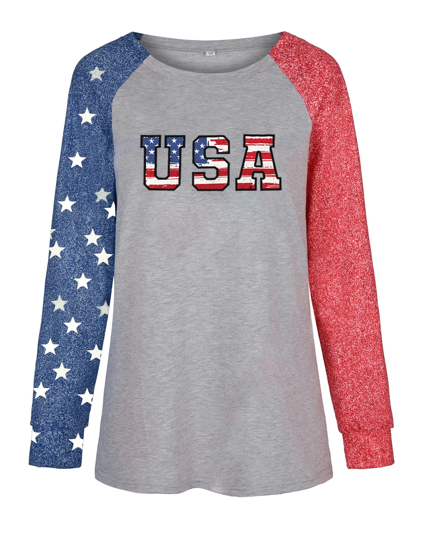 Womens Long Sleeve Baseball Mom American Flag Star Sweatshirt
