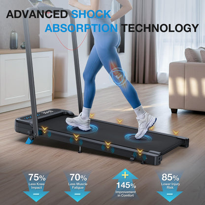 WELLFIT Folding Treadmill for Home, Walking Pad with Incline and Handle Bar | 320+lbs Capacity,Under Desk Treadmill for Home Small Office,Low Noise Treadmills with Smart Voice Control for Jogging Running
