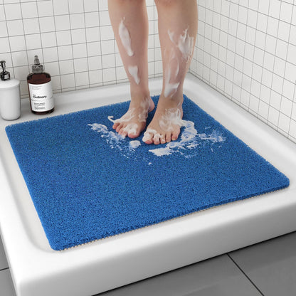 Non Slip Shower Mat, Comfortable Bath mat for Textured Surface,Quick Drying Easy Cleaning Shower Floor Mat for Wet Area,Without Suction Cups Pink 24 x 24