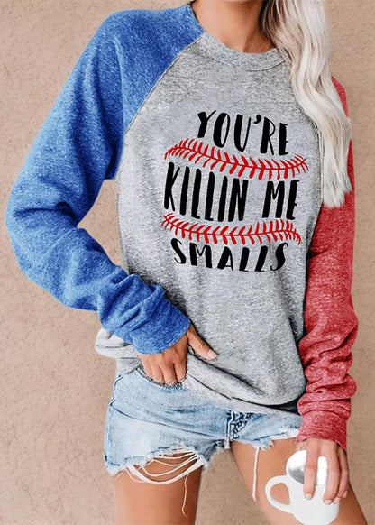 Womens Long Sleeve Baseball Mom American Flag Star Sweatshirt