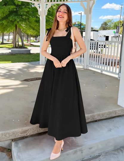 ZESICA Women's Summer Tie Shoulder Wedding Guest Maxi Dress