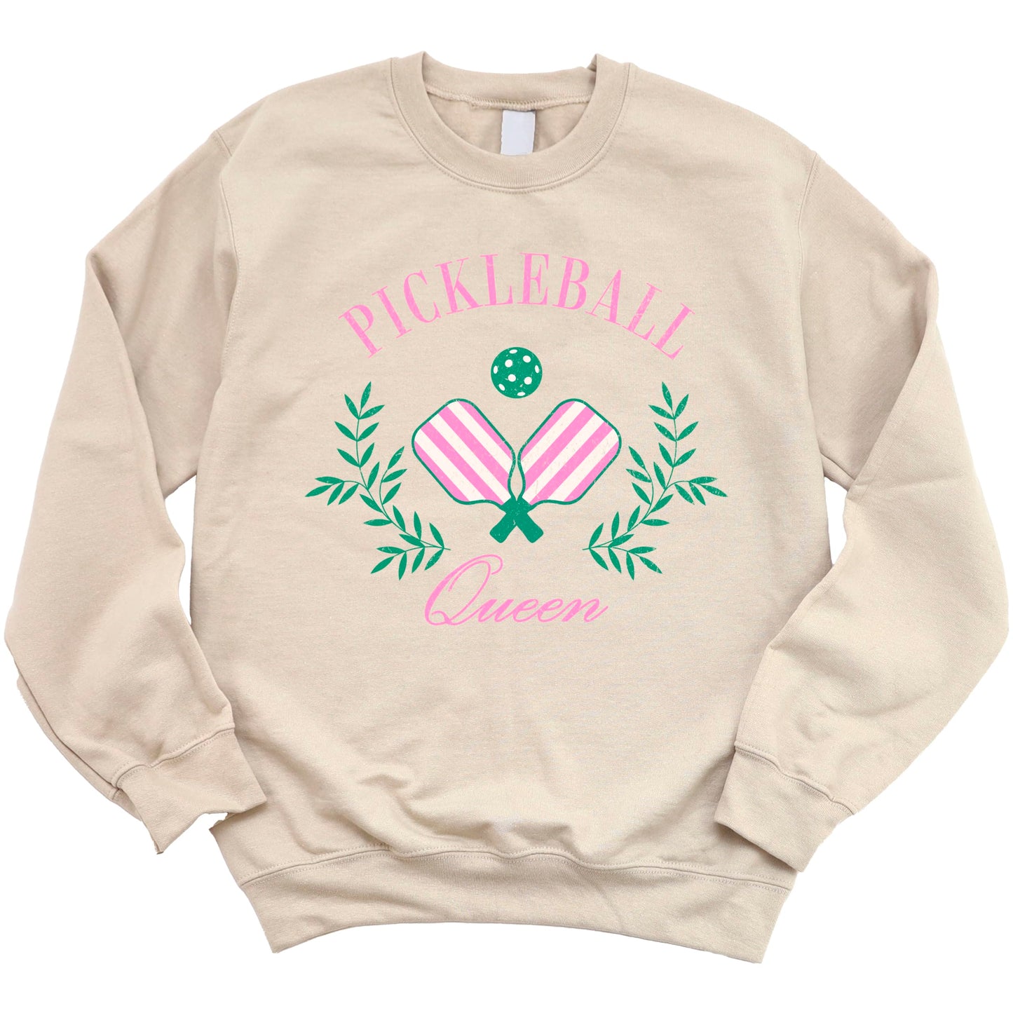 Olive Loves Apple Pickleball Queen Sweatshirt for Women and Teens Cozy Pickleball-Inspired Pullover