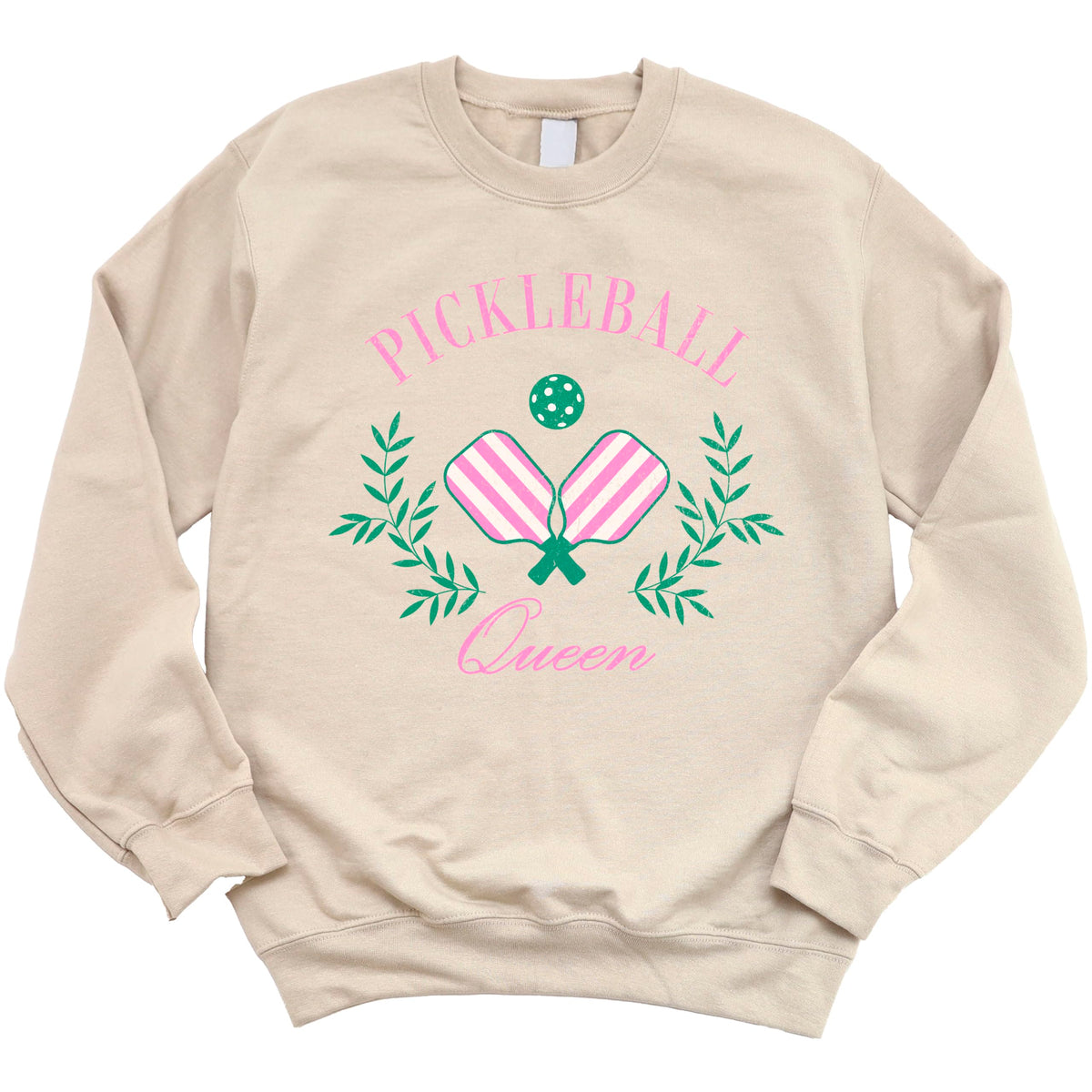 Olive Loves Apple Pickleball Queen Sweatshirt for Women and Teens Cozy Pickleball-Inspired Pullover