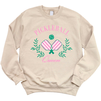 Olive Loves Apple Pickleball Queen Sweatshirt for Women and Teens Cozy Pickleball-Inspired Pullover