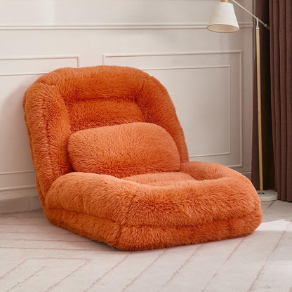 Upholstered Convertible Lounge Chair with 2 Soft Pillows