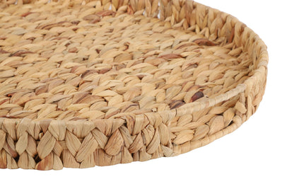 Gurfuy Extra Large Round Ottoman Table Tray with Handles - 19.7" Handmade Wicker Serving Hand Woven Tray for Farmhouse Decorative Oversized Coffee Table Trays Living Room Kitchen Counter Breakfast