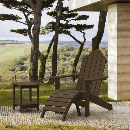 LUE BONA HDPS Adirondack Chairs Set, Fire Pit Outdoor Chair Weather Resistant with Cup Holder, Modern Plastic Chair Plastic for Patio, Deck, Proch, 350LBS, 4 Set, Dark Brown