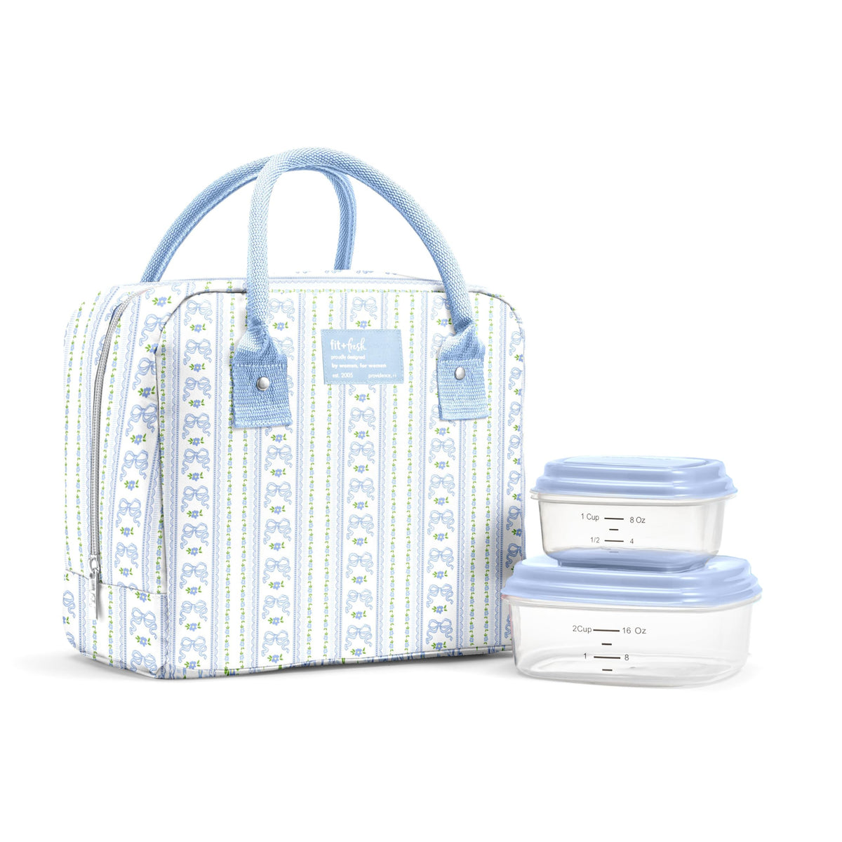 Fit & Fresh Bloomington Lunch Bag for Women - Insulated Large Lunch Box for Work with Containers, Leak-Resistant, Stain-Resistant, Zipper Closure, Cheetah