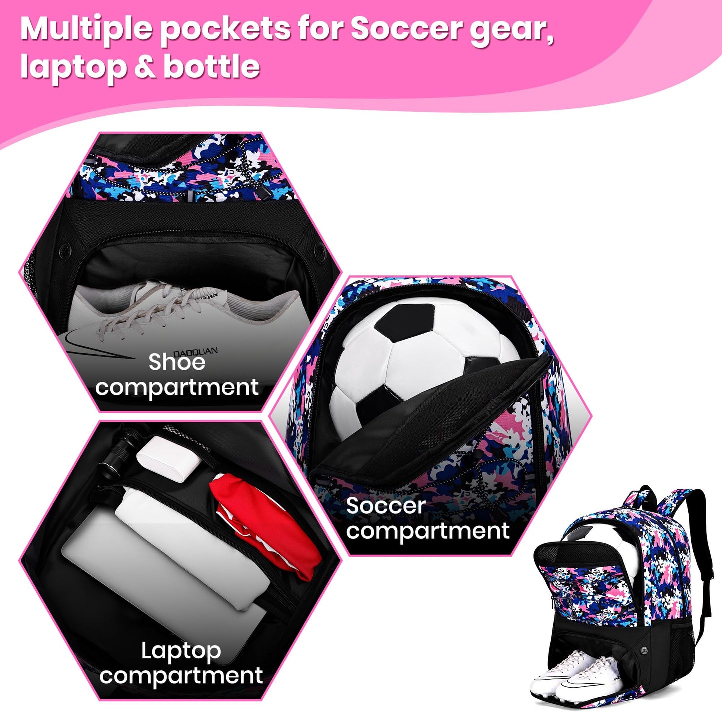 Hsmihair Soccer Bag,Youth Soccer Backpack with Ball and Cleat Compartment