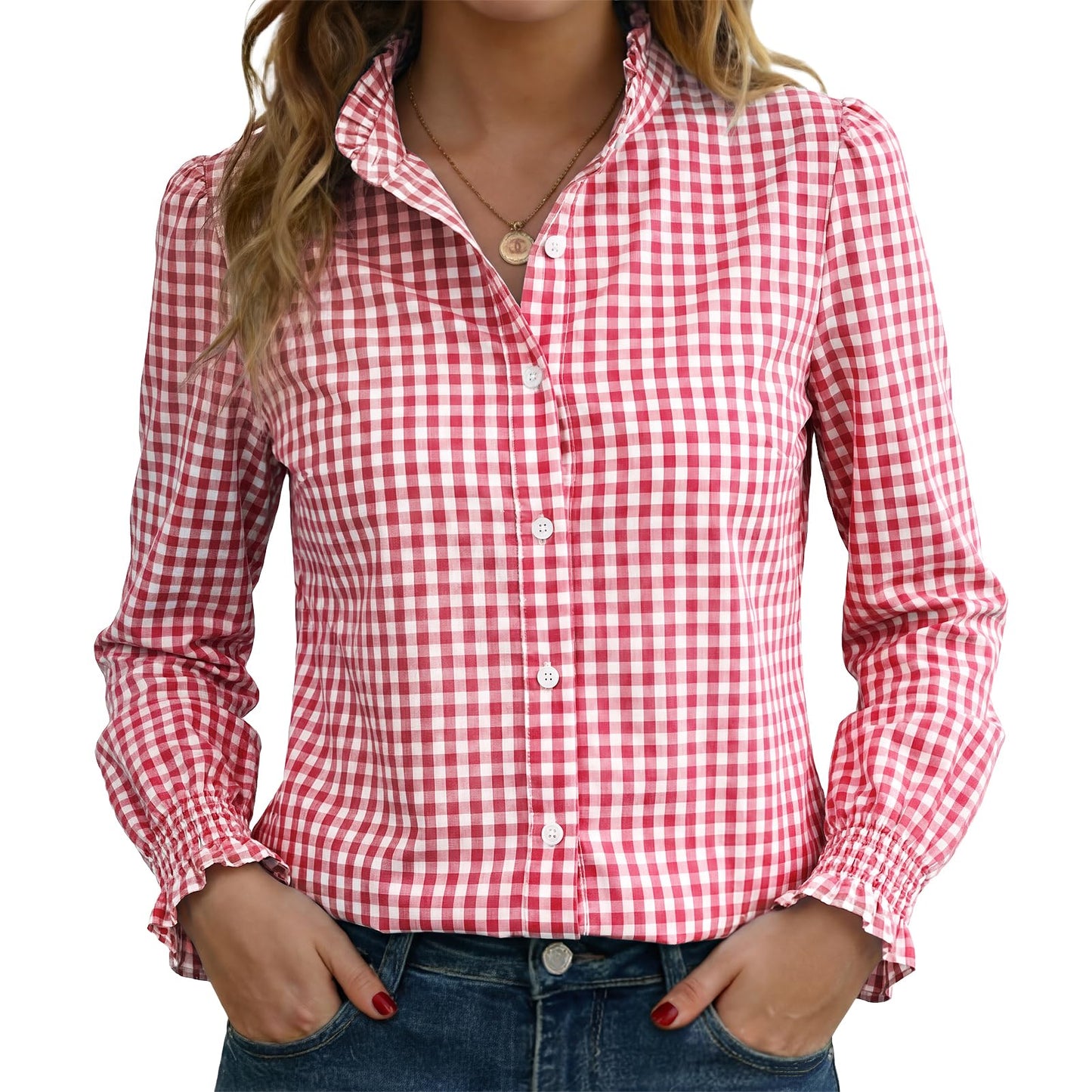 Funlingo Women's Striped Button Down Shirt