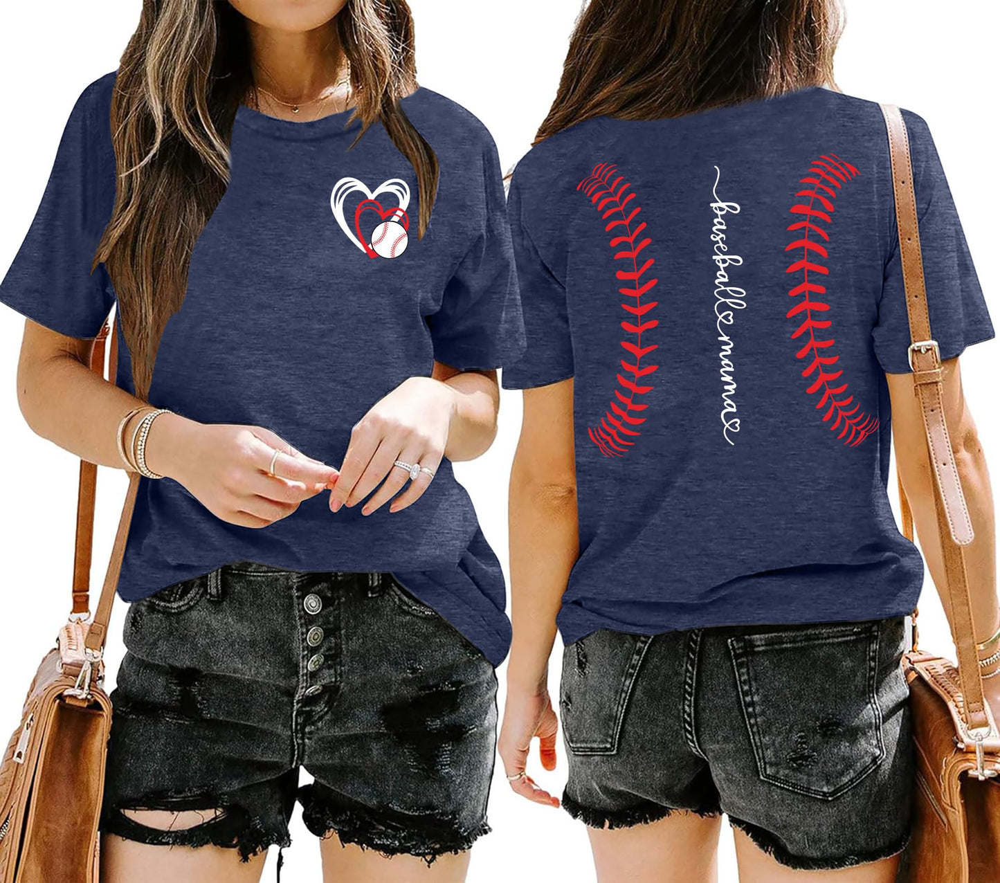 Baseball Mom Shirt for Women: Funny Baseball Tee Shirt Baseball Mama Short Sleeve Casual Tee Tops