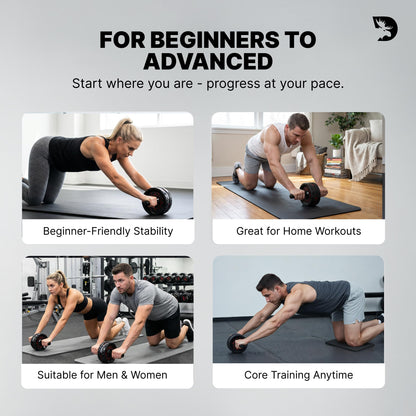 DMoose Fitness Ab Roller Wheel with Elbow Support & 2 Knee Pads - Abdominal Exercise Trainer for Core Strength Training - Ultimate Abs Workout Equipment for Home and Gym - Ab Machine for Men & Women