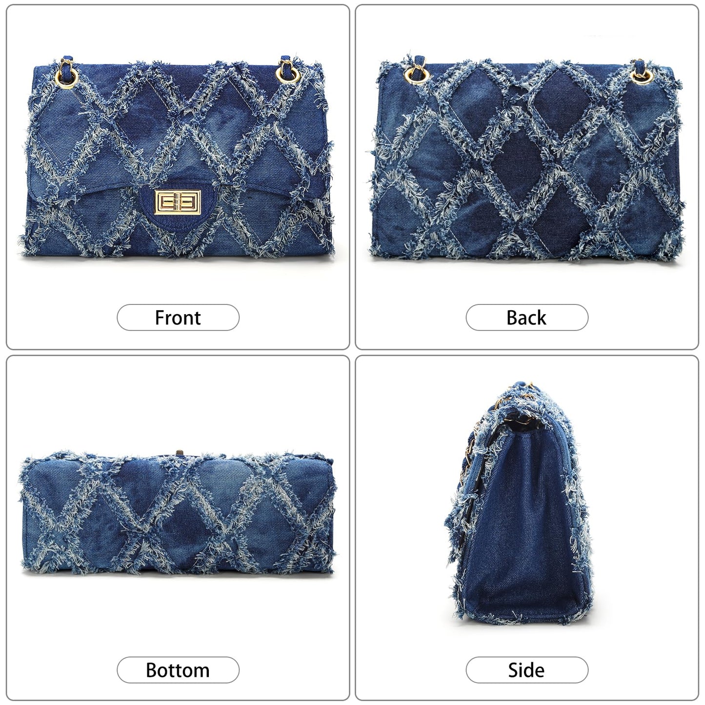 Quilted Leather Crossbody Bags for Women Trendy Ladies Shoulder Purse Satchel HandBag with Chain Strap