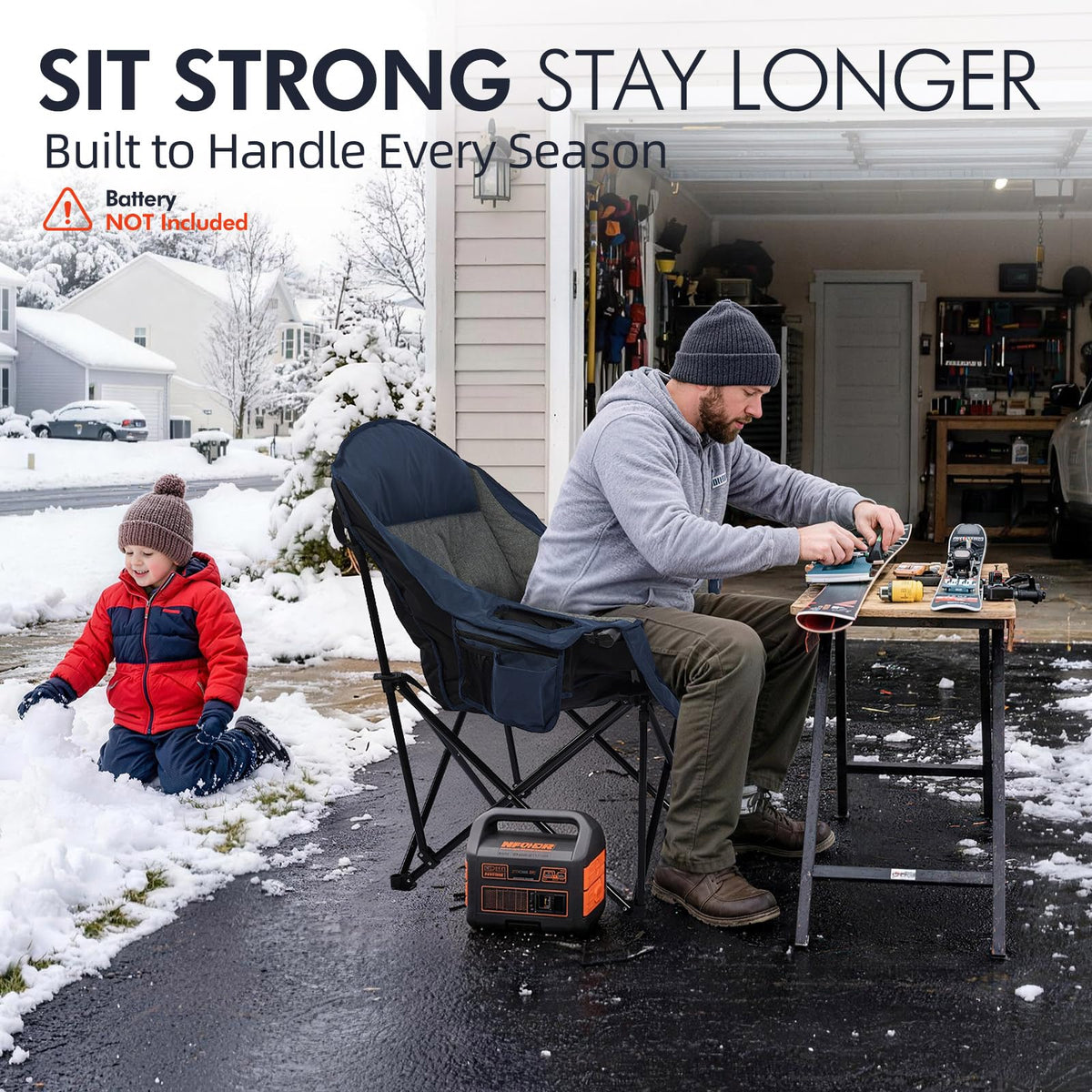 Oversized Camping Chairs for Adults - Heavy Duty Padded Outdoor Camp Chair