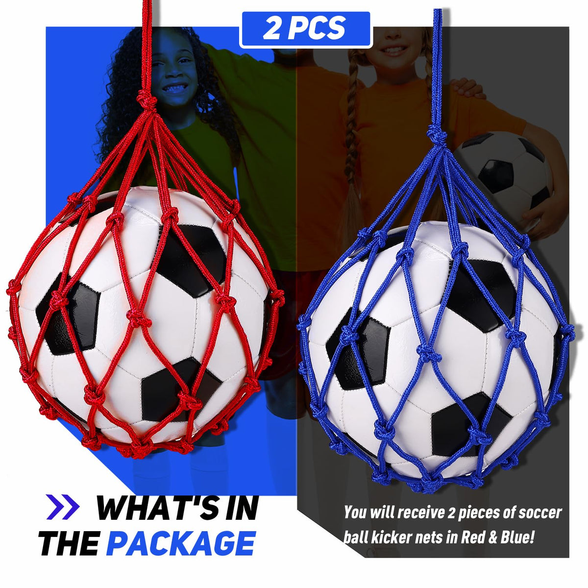 TOBWOLF Football Kick Trainer, Soccer Return Trainer Net Fits Ball Size 3, 4, 5, Hands-Free Soccer Kick Throw Training Aid