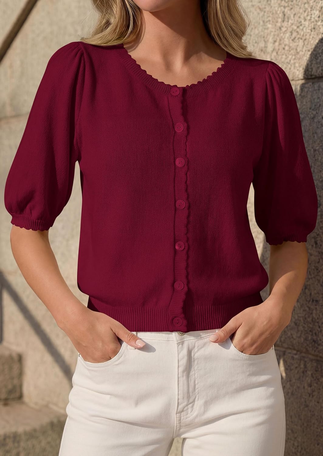 PRETTYGARDEN Women Short Sleeve Lightweight Knit Cardigans