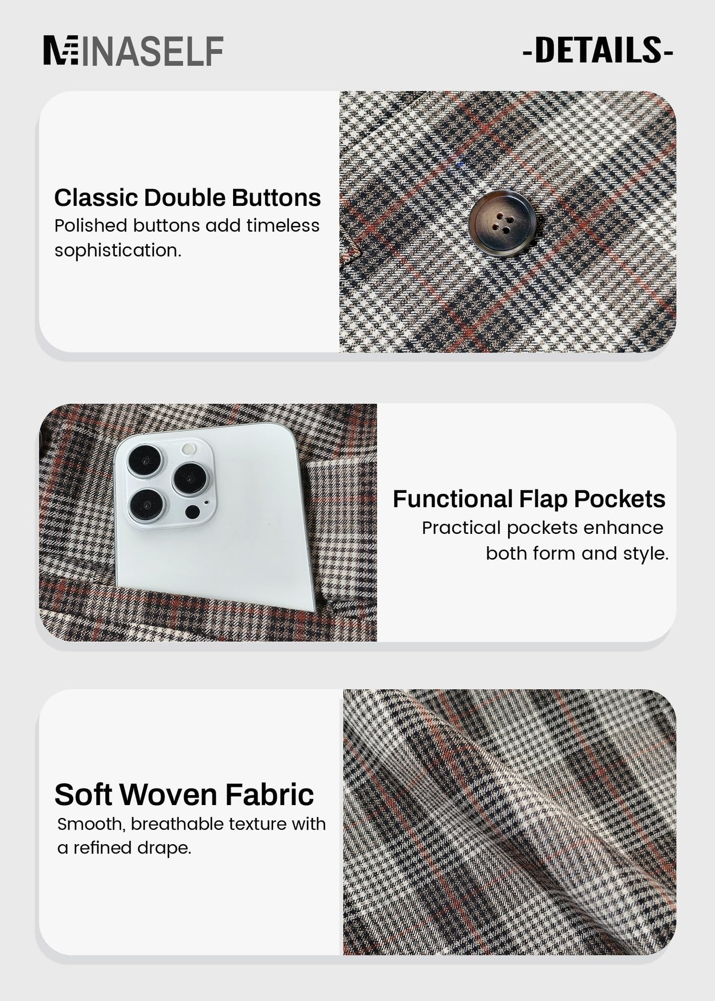 2026 Women's Fall Plaid Blazer Jacket