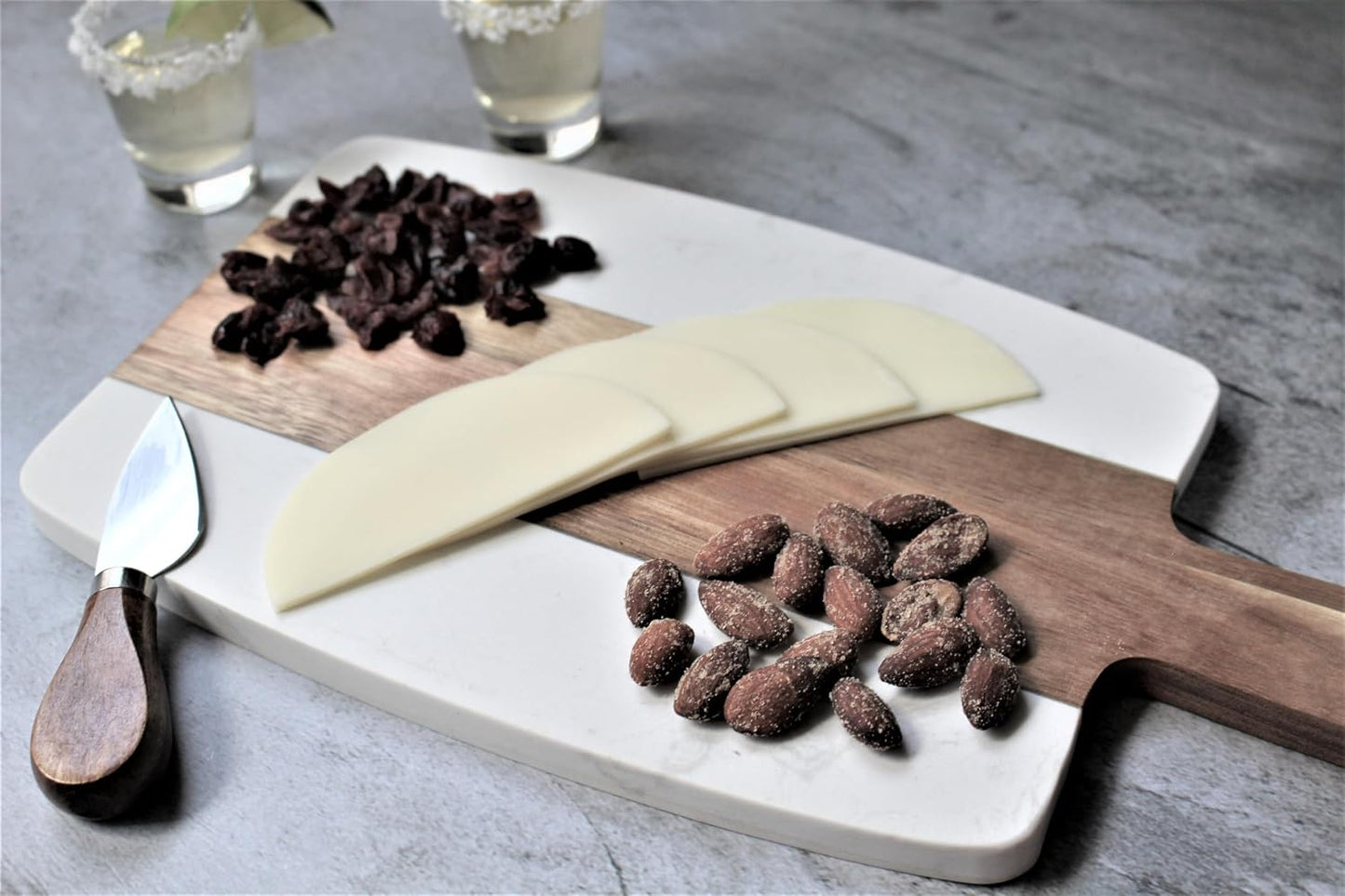 Personalized Marble and Acacia Wood Cutting Board Charcuterie Board for Christmas Anniversary Wedding Bridal Shower Engagement Housewarming Gift