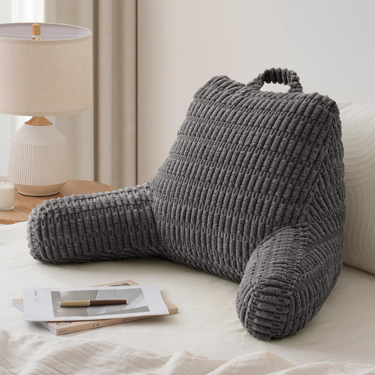 Blissful Diary Reading Pillow, Backrest Pillow with Shredded Memory Foam