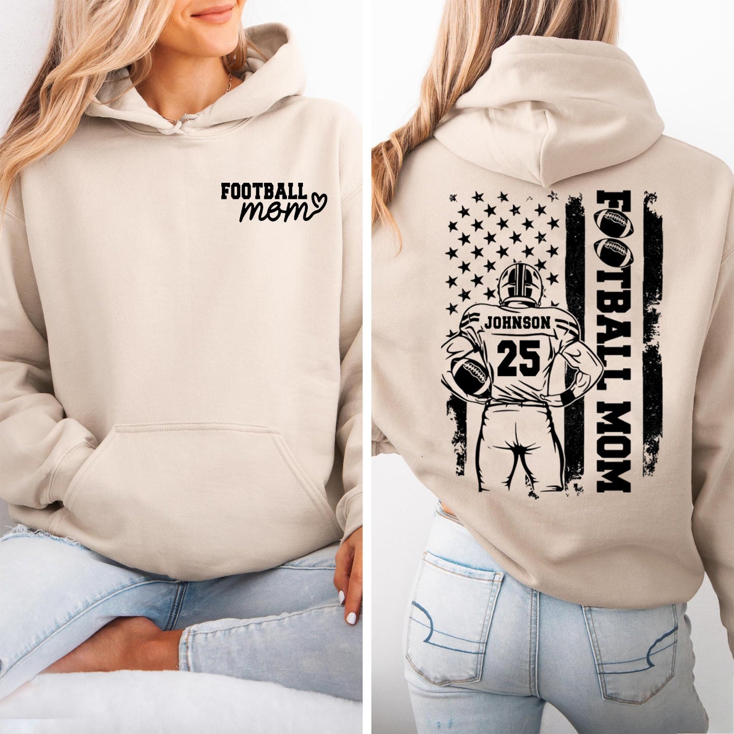 Personalized Football Mom Shirt with Kids Names and Jersey Number, Custom Football Mama Shirt, Women Sport Shirts