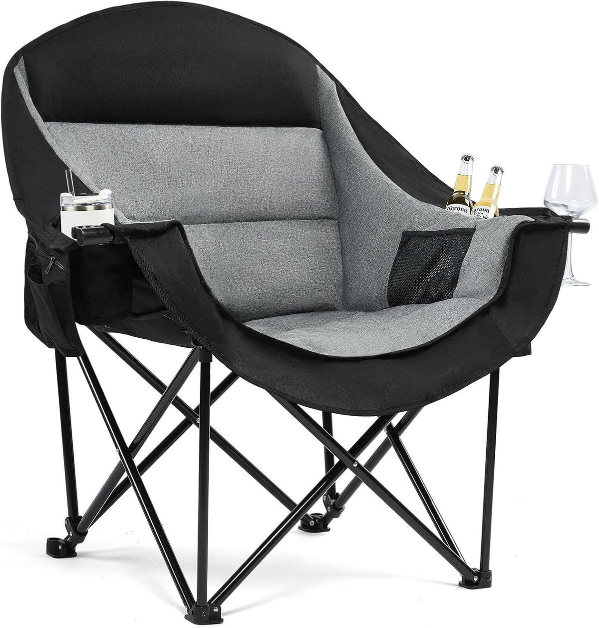 Oversized Camping Chairs for Adults - Heavy Duty Padded Outdoor Camp Chair