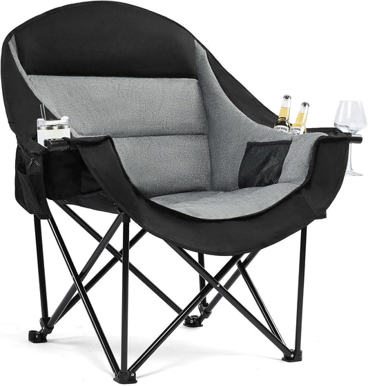Oversized Camping Chairs for Adults - Heavy Duty Padded Outdoor Camp Chair