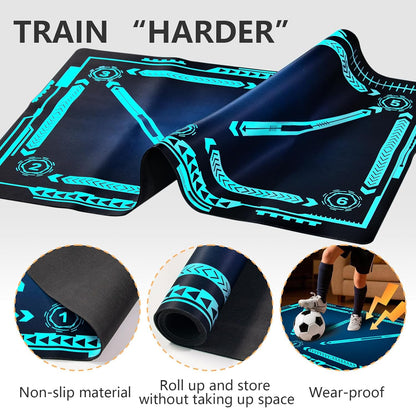 Soccer training mat,Soccer training equipment accessories for All Ages to Improve Speed Strength Agility and Coordination,Anti-Slip/Silent Mat