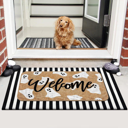Tinideya 2 Pcs Halloween Door Mats Outdoor Layered Ghost Front Door Mat