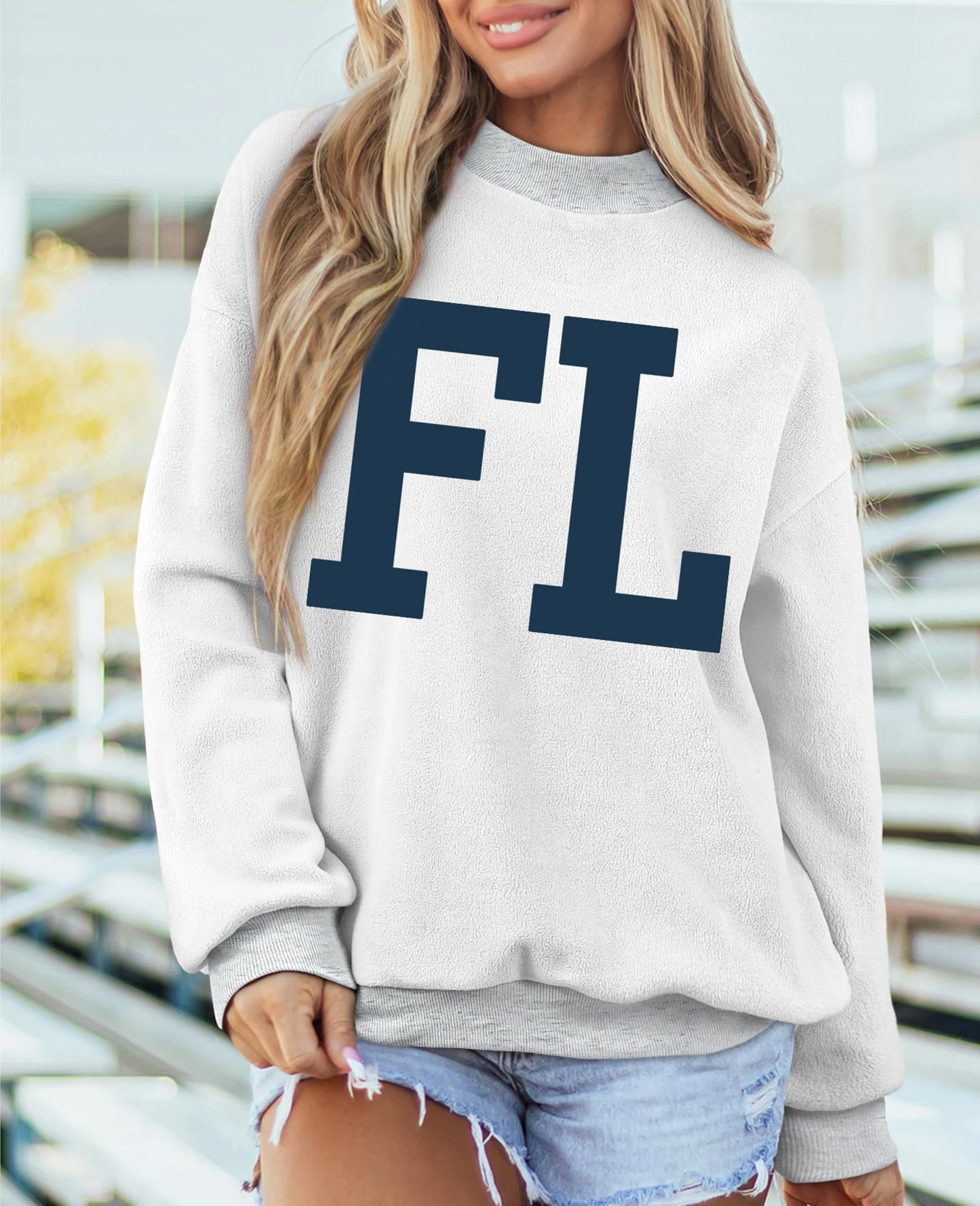 SELINK Womens Double Printed Reversible Mock Neck Sweatshirts Pullover Tops